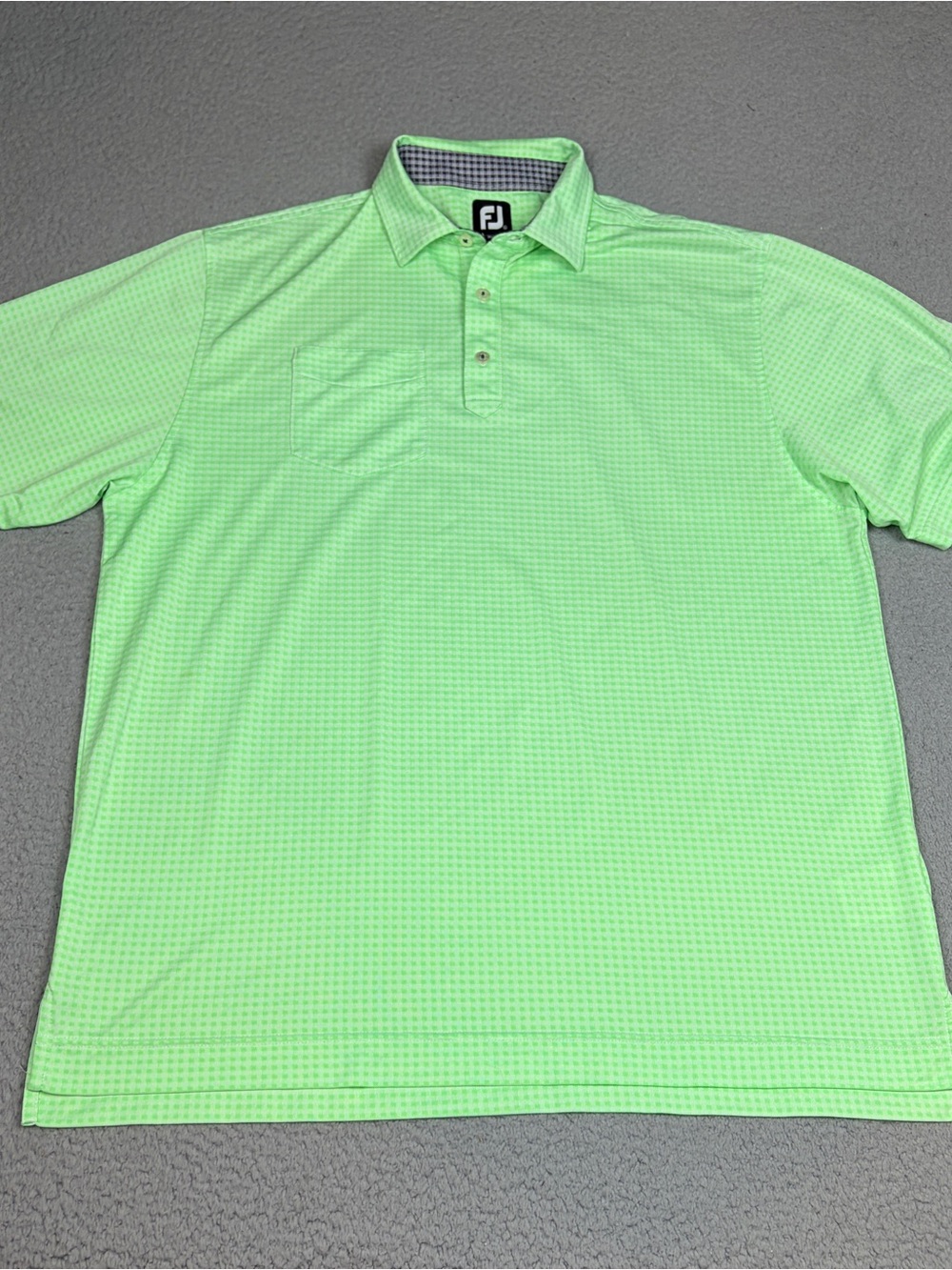 FootJoy Golf Polo Shirt Mens XL Green Check Short Sleeve Performance Casual